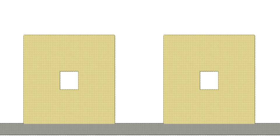 Grid of 2D cases: growing, shrinking, growing with gravity